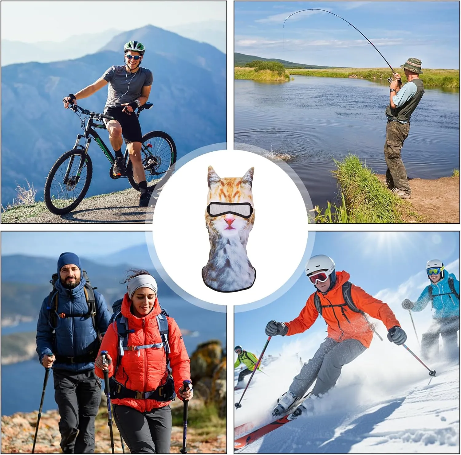 3D Cat Ski Balaclava Face Mask with Ears - Windproof & Breathable Cat Mask for Skiing, Music Festivals, Halloween, Party