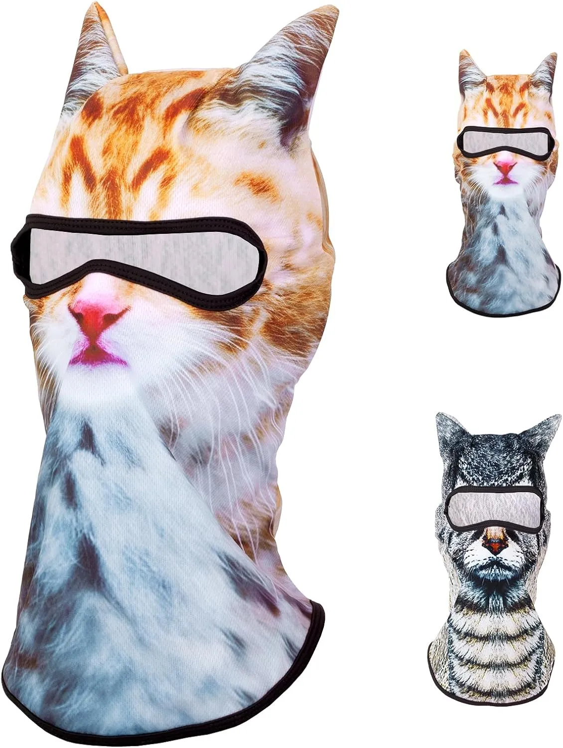 3D Cat Ski Balaclava Face Mask with Ears - Windproof & Breathable Cat Mask for Skiing, Music Festivals, Halloween, Party