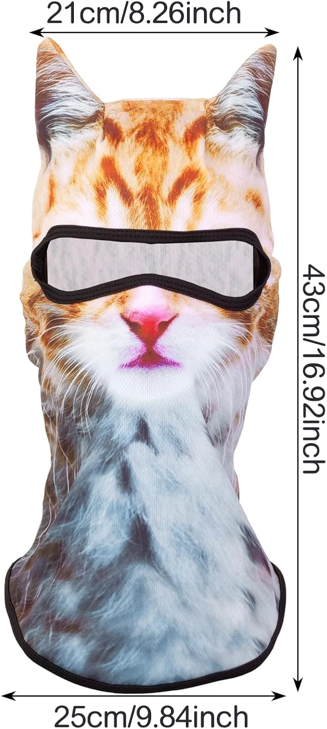 3D Cat Ski Balaclava Face Mask with Ears - Windproof & Breathable Cat Mask for Skiing, Music Festivals, Halloween, Party