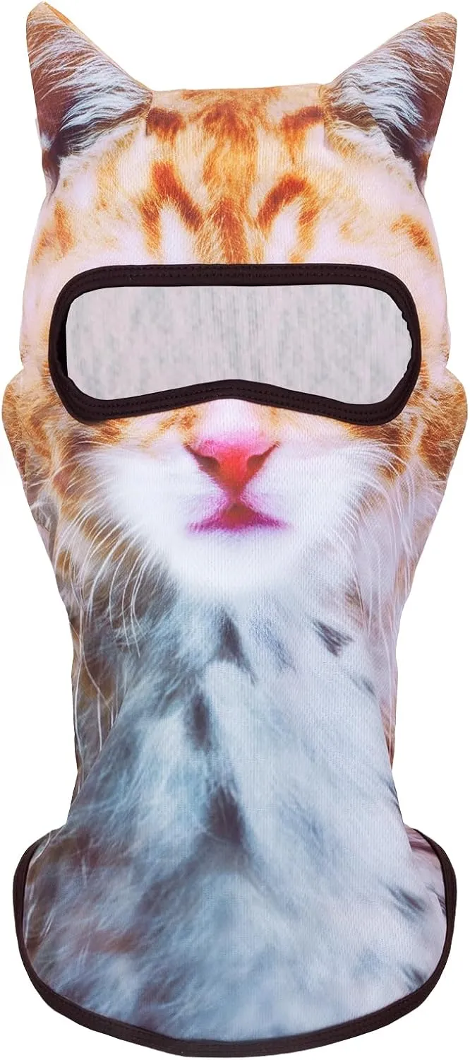 3D Cat Ski Balaclava Face Mask with Ears - Windproof & Breathable Cat Mask for Skiing, Music Festivals, Halloween, Party