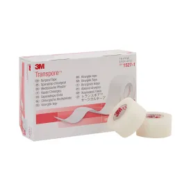 3M™ Transpore™ Plastic Medical Tape, 1 Inch x 10 Yard, Transparent, 1 Case of 120