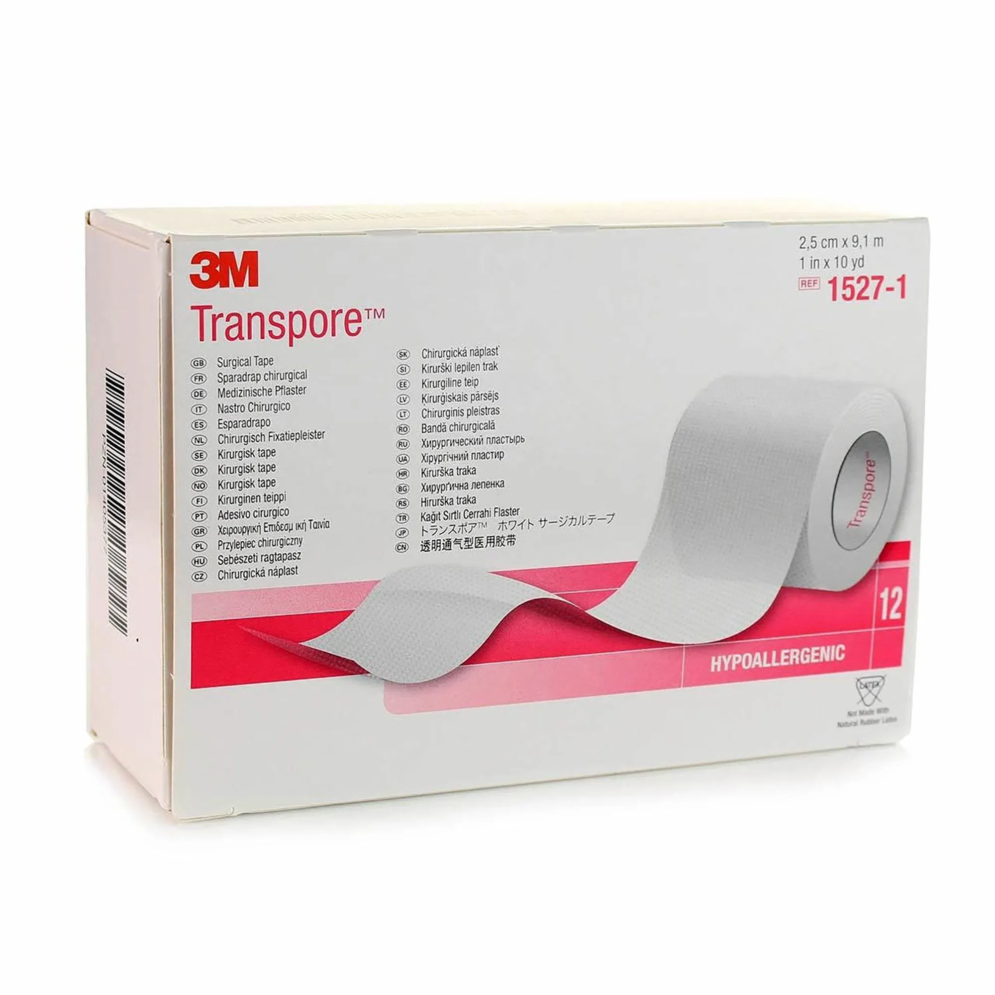 3M™ Transpore™ Plastic Medical Tape, 1 Inch x 10 Yard, Transparent, 1 Case of 120