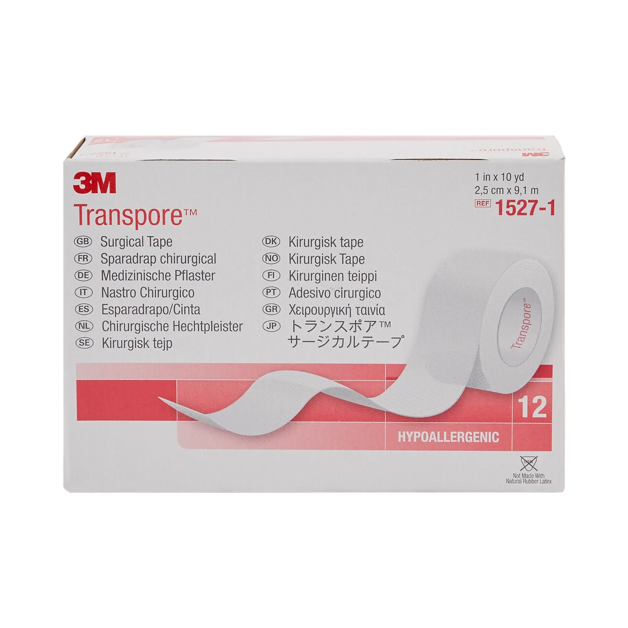 3M™ Transpore™ Plastic Medical Tape, 1 Inch x 10 Yard, Transparent, 1 Case of 120