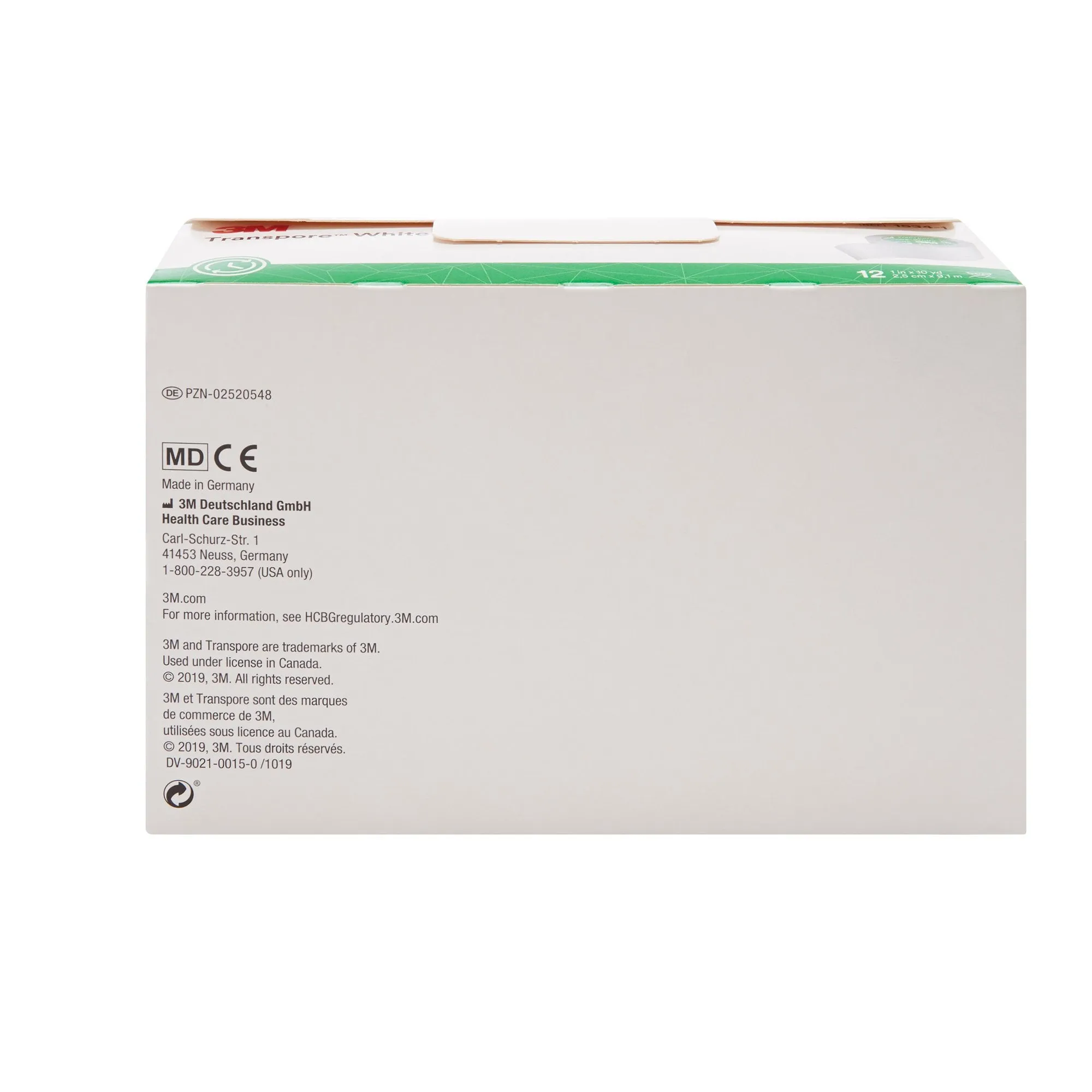 3M™ Transpore™ Plastic Medical Tape, 1 Inch x 10 Yard, White, 1 Case of 120