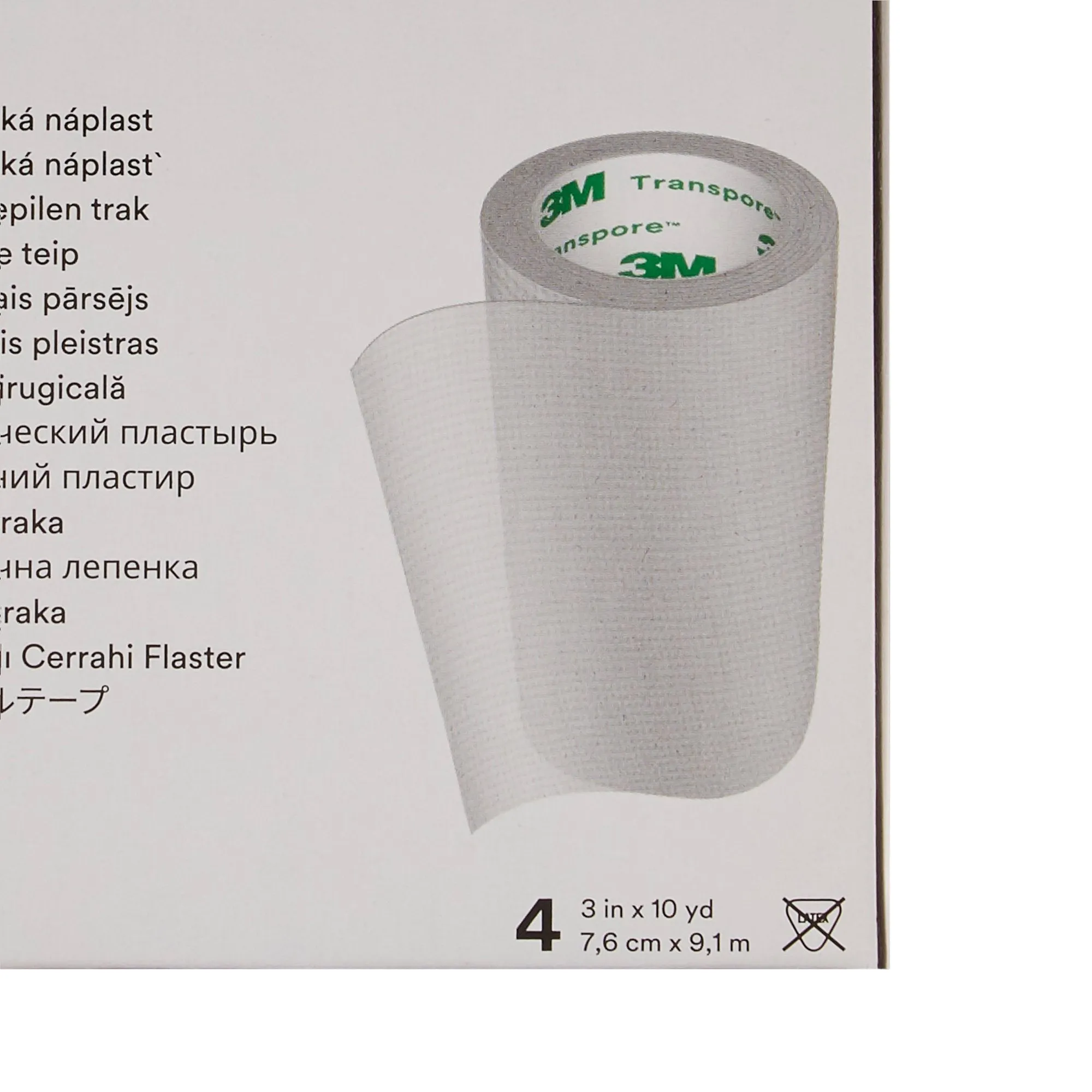 3M™ Transpore™ Plastic Medical Tape, 3 Inch x 10 Yard, Transparent, 1 Case of 40