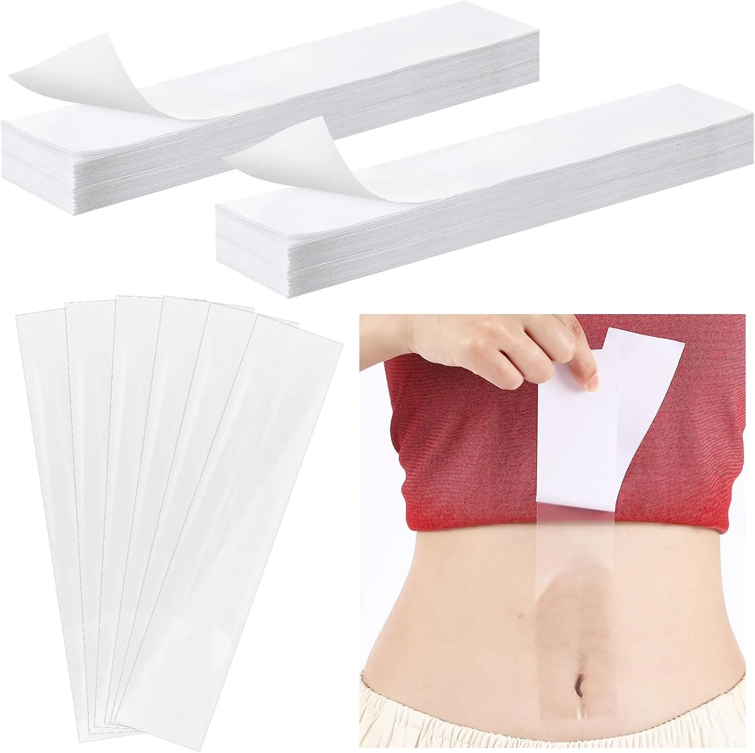 50 Pcs Tummy Tape Precut Kinesiology Tpu Elastic Belly Tape, Waterproof Transparent Cellulite Body Shaping for Women Skin, Tummy, Thighs, Back, Chest
