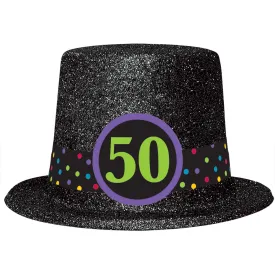 50th Birthday Glitter Top Hat