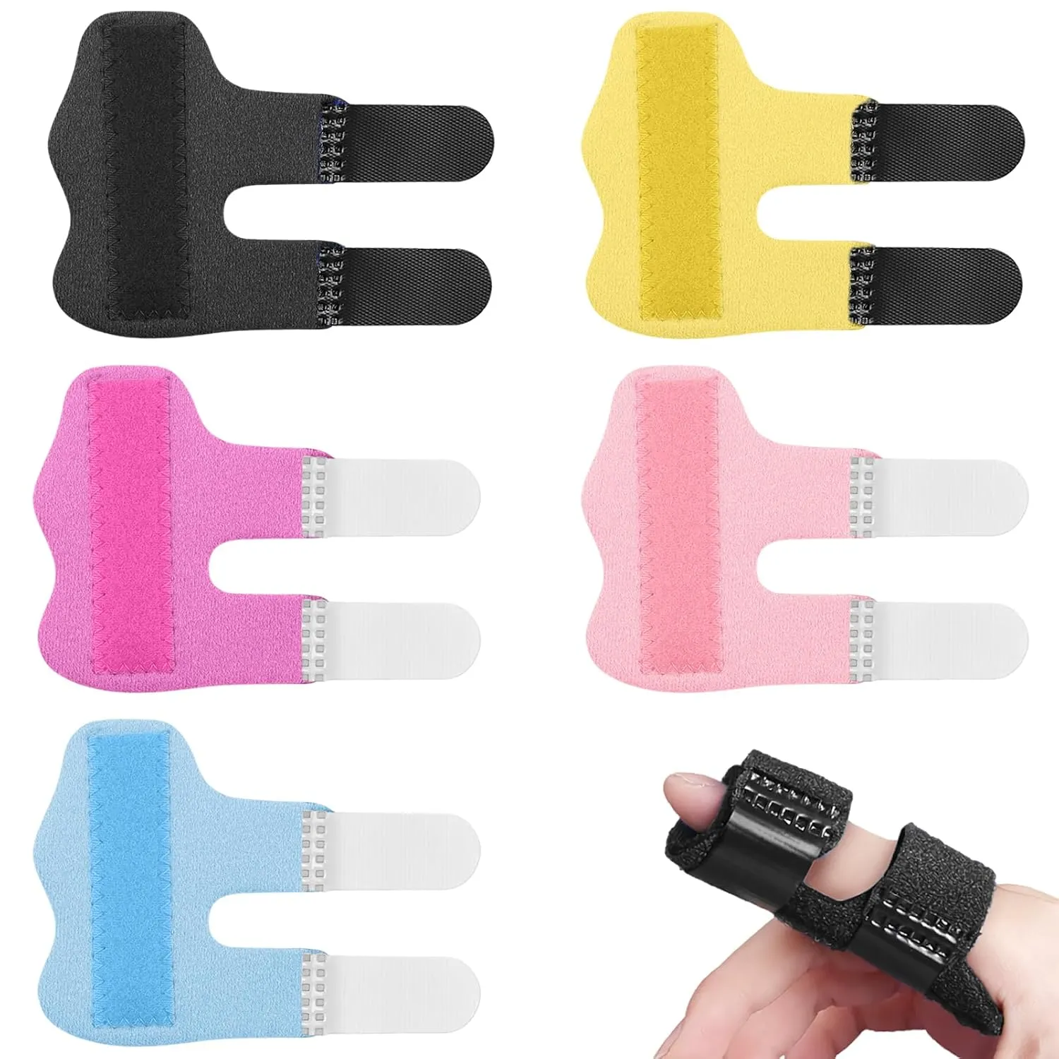 5Pcs Trigger Finger Splint - Adjustable Finger Brace for Knuckle Immobilization, Arthritis Pain Relief & Broken Finger Protection, Breathable Mallet Finger Support for Index/Middle/Ring