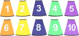 Alipis 10pcs Numbered Cone Cover 1-10 Number Soccer Cone Collar Traffic Cones Pocket Cone Cover Training Marker Cones Number Cover For Outdoor Soccer Basketball Football Game