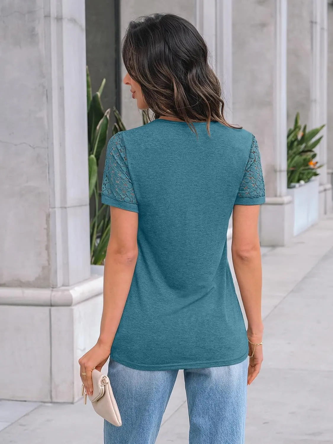 AUTOMET Women's Short Sleeve Shirts Dressy Lace Summer Tops 2025 Spring Trendy Casual T-Shirts Cute Work Outfits Blouses