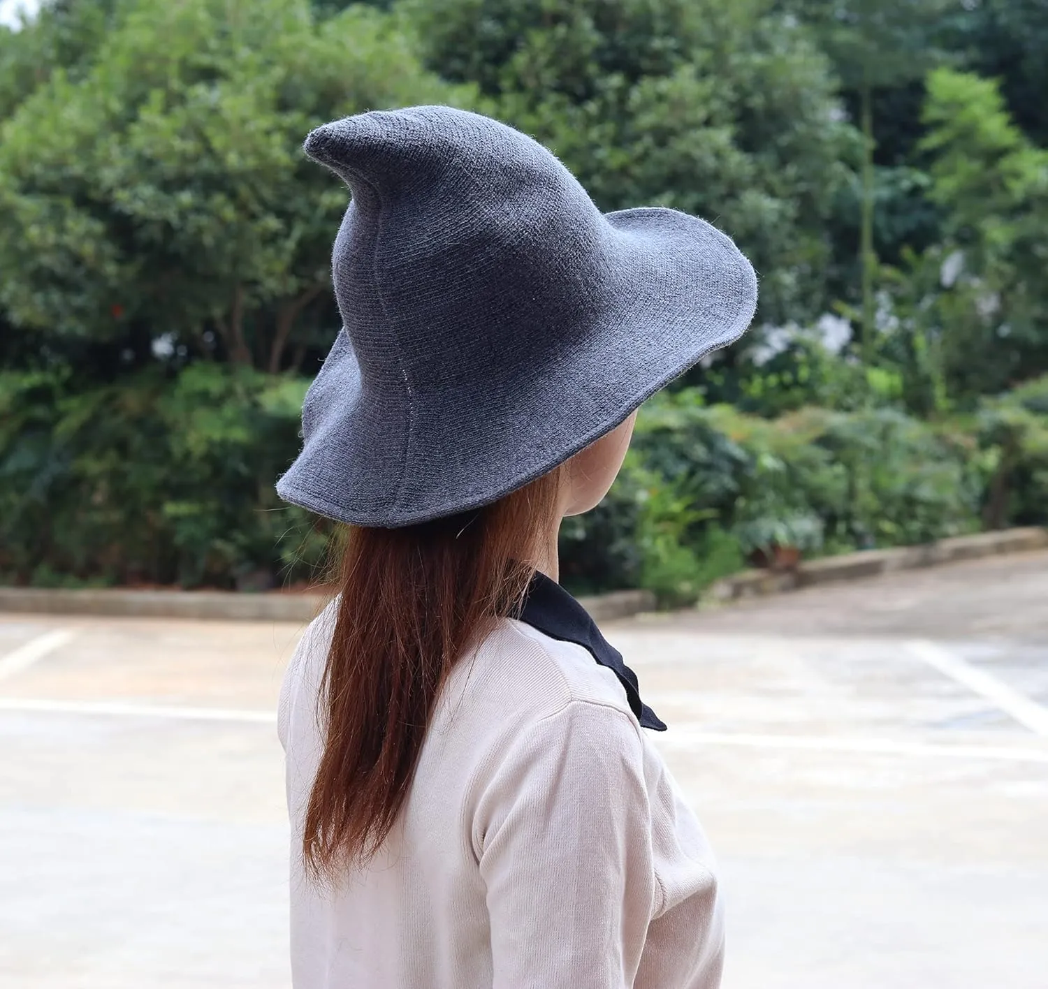 Bestjybt Women Halloween Witch Hat Wool Knitted Cap for Party Masquerade Cosplay Costume Accessory Daily