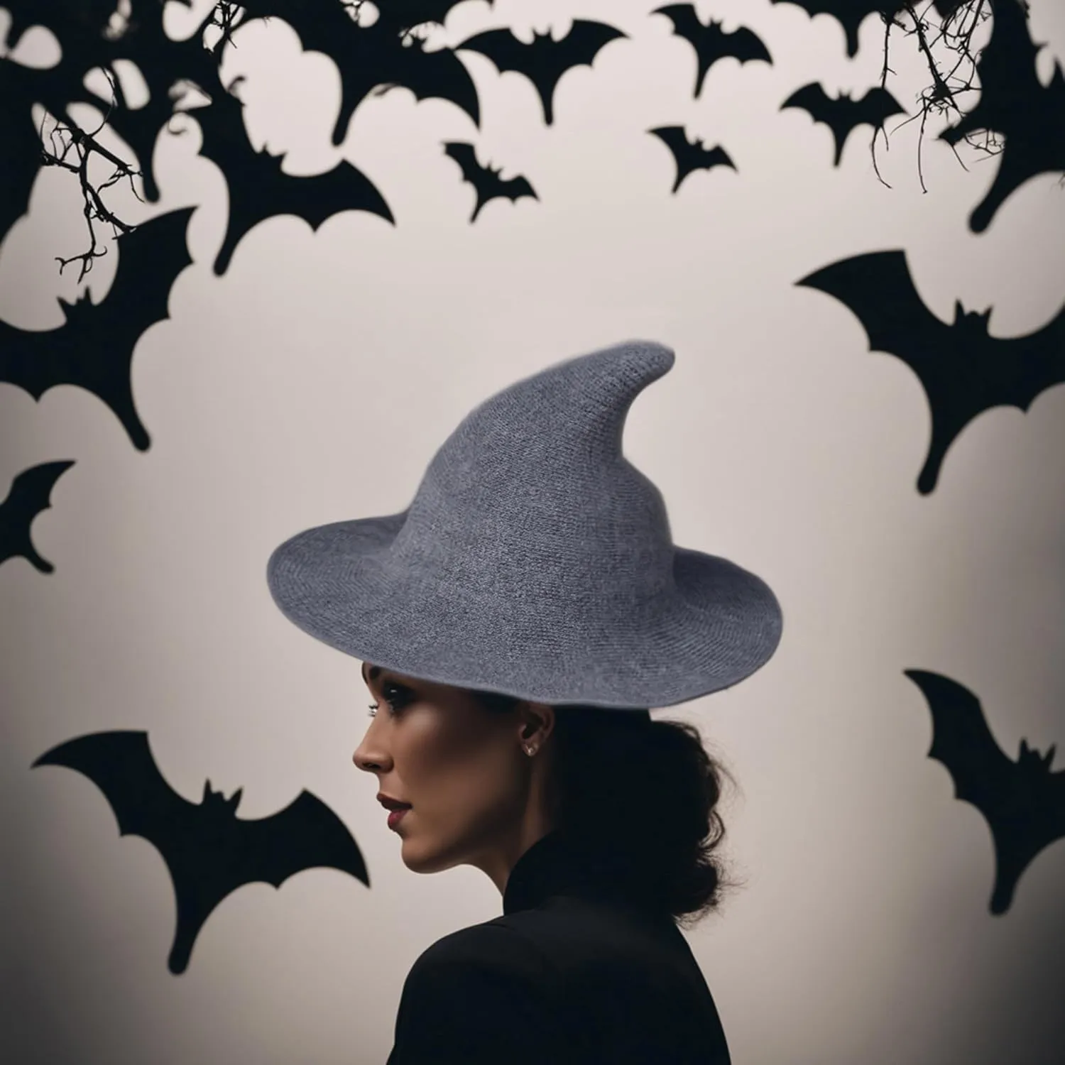 Bestjybt Women Halloween Witch Hat Wool Knitted Cap for Party Masquerade Cosplay Costume Accessory Daily