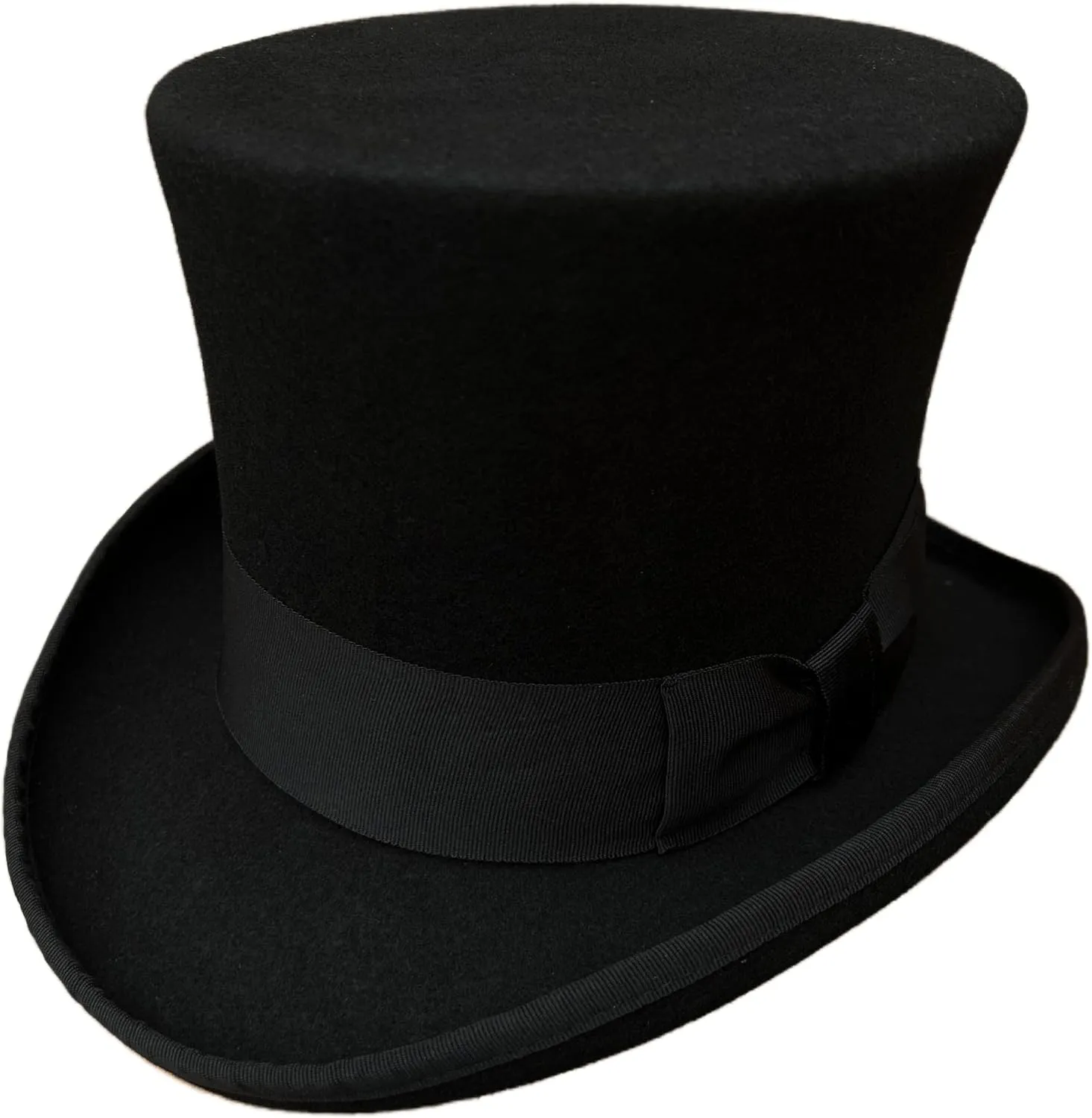 Black Wool Mens Top Hat Victorian Top Hats for Men Women Mad Hatter 7" Tall Tophat