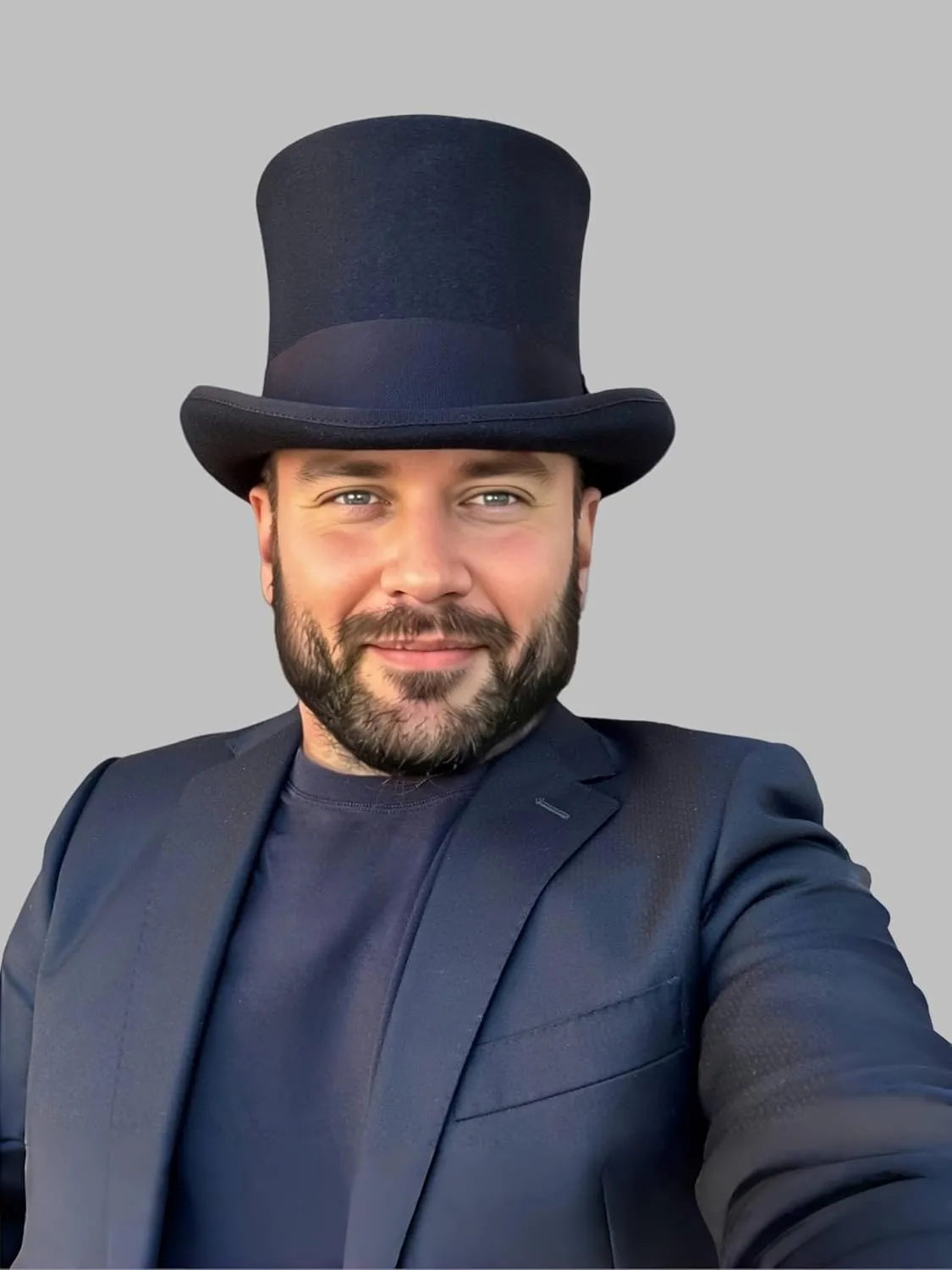 Black Wool Mens Top Hat Victorian Top Hats for Men Women Mad Hatter 7" Tall Tophat