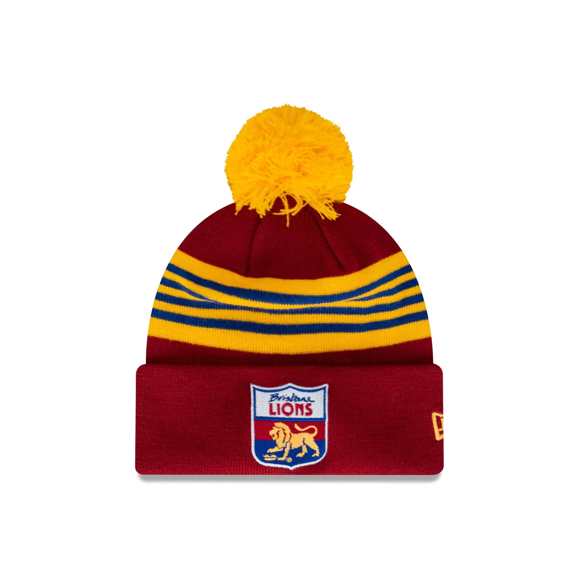 Brisbane Lions Heritage Stripe Beanie with Pom