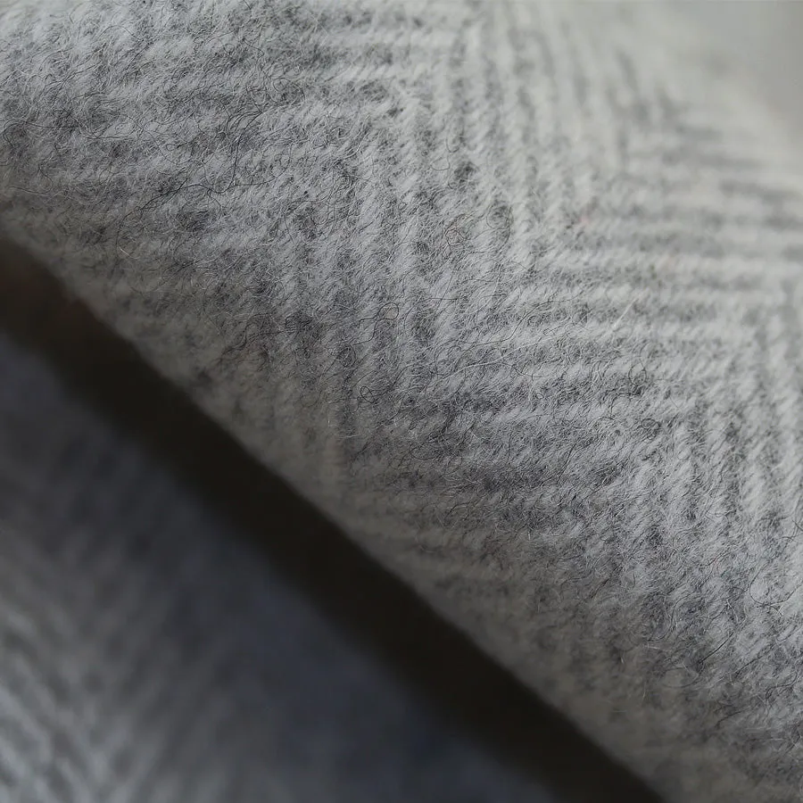 Cashmere Herringbone Scarf - Light Grey
