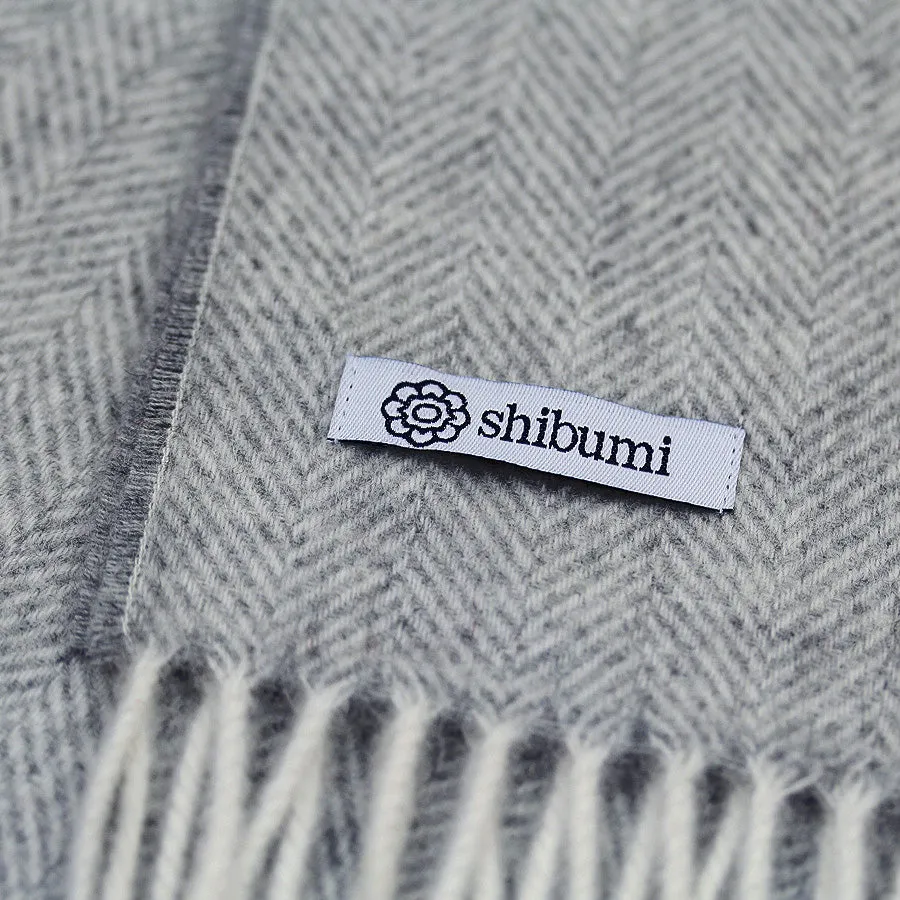Cashmere Herringbone Scarf - Light Grey
