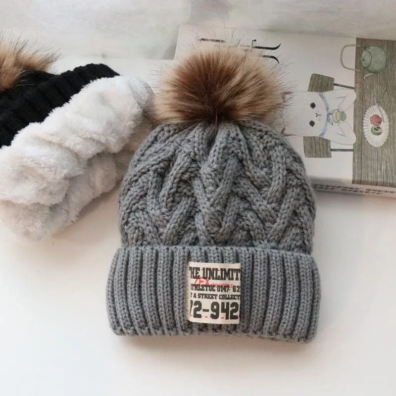 Children's hat Autumn winter boys and children knitted hat lovely lady with warm velvet Korean version of the trend woollen hat