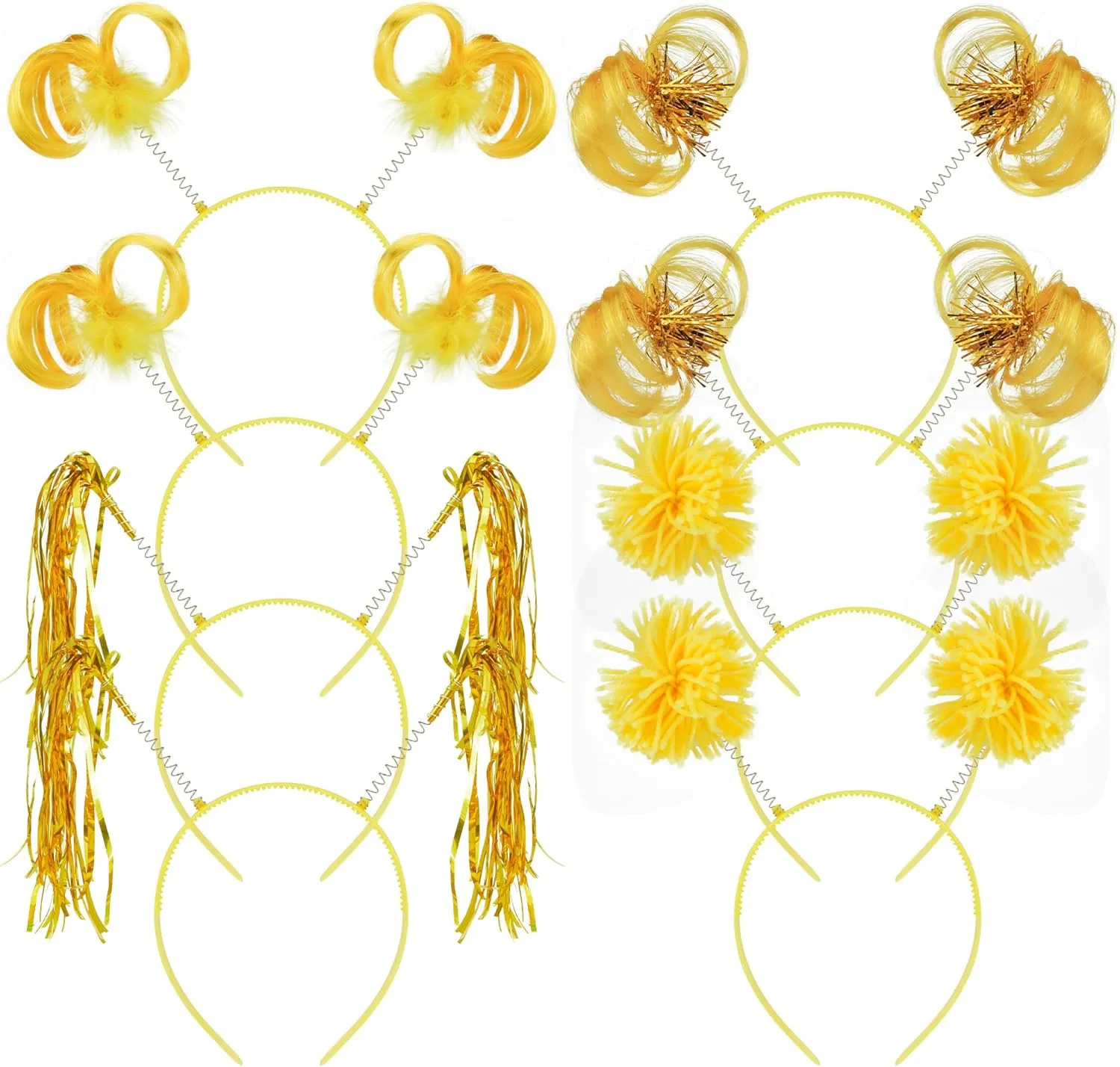 COCIDE 8Pcs Pom Pom Headbands Party Headbands Tinsel Wrapped Ponytails Headbopper Headwear for Birthday Festival