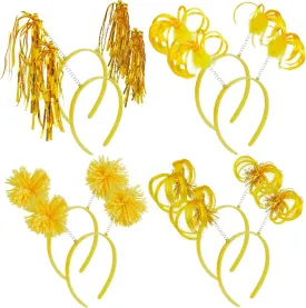 COCIDE 8Pcs Pom Pom Headbands Party Headbands Tinsel Wrapped Ponytails Headbopper Headwear for Birthday Festival