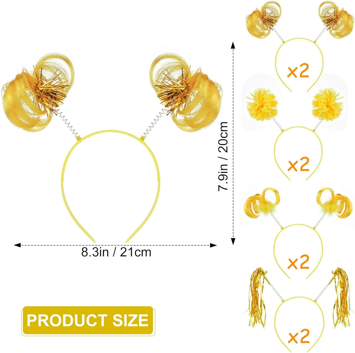 COCIDE 8Pcs Pom Pom Headbands Party Headbands Tinsel Wrapped Ponytails Headbopper Headwear for Birthday Festival