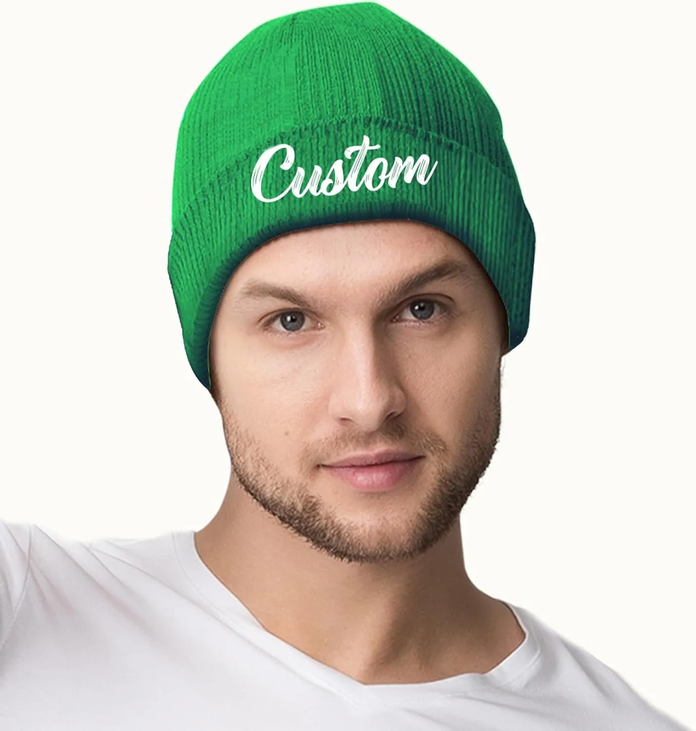 Custom Beanie Hat Personalized Winter Knitted Hat Add Design Your Own Text/Logo/Image Beanie