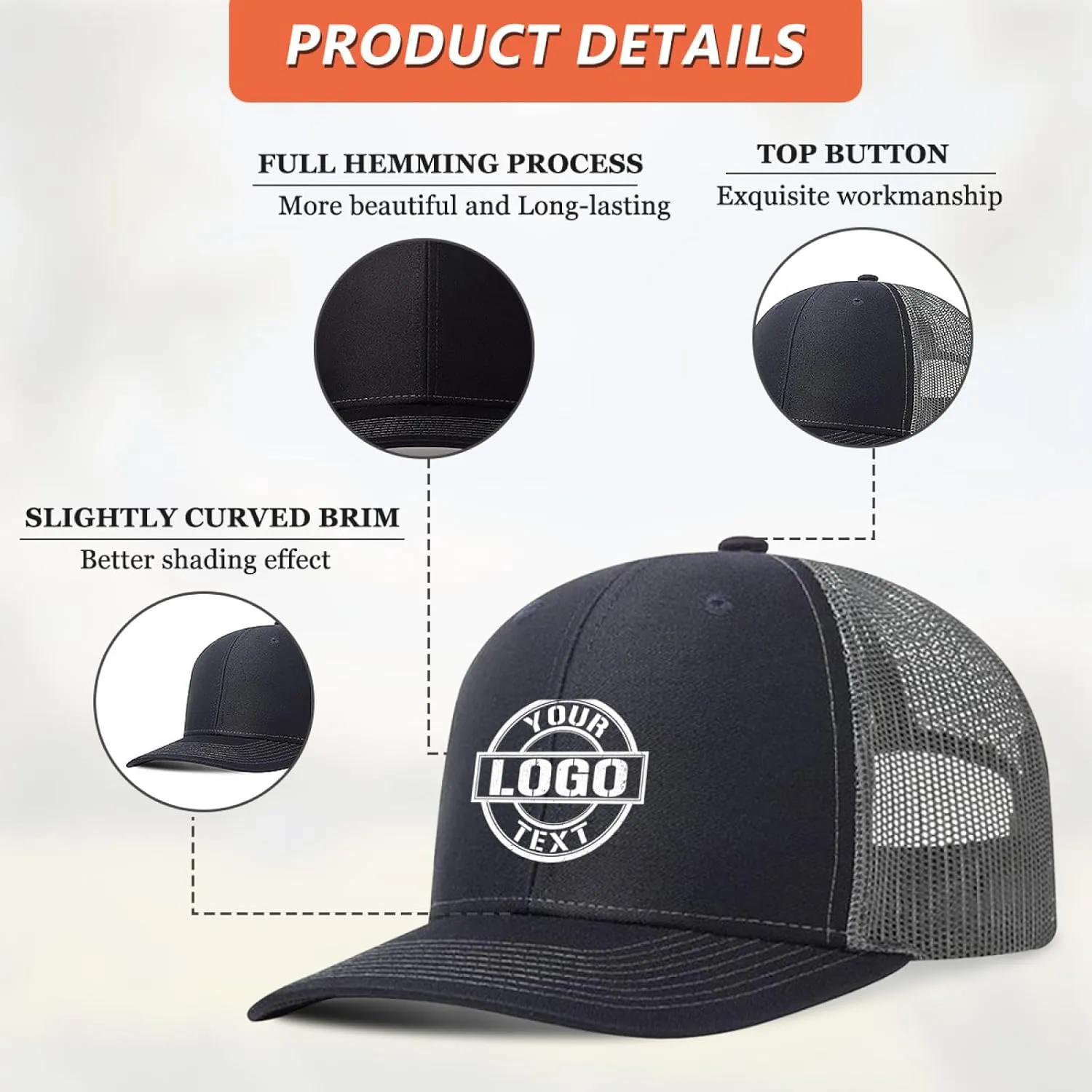 Custom Hats for Men Women Custom Hats Design Your Own Logo Customized Trucker Hat Customize Baseball Hat