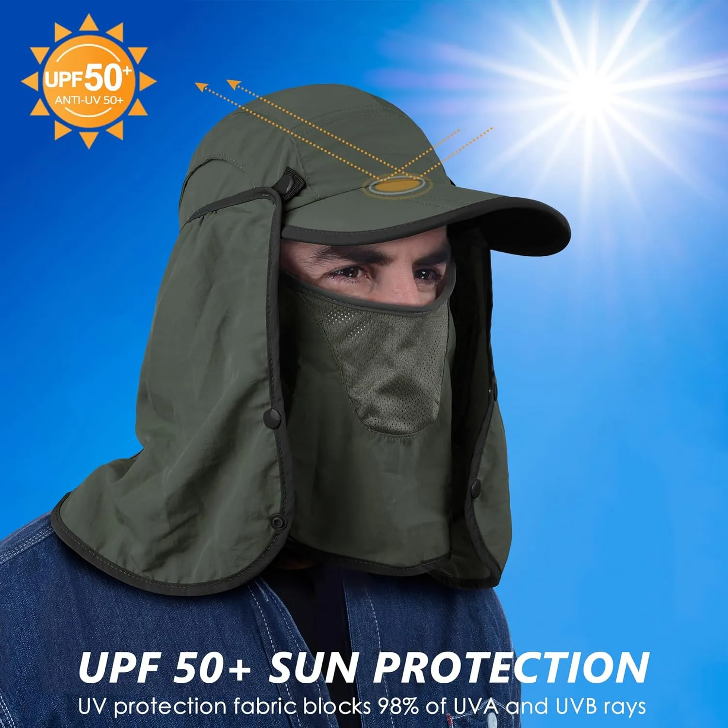 GADIEMKENSD UPF 50  Folding Fishing Hat 360 Outdoor Sun Hat