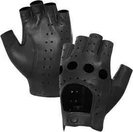 Harssidanzar Womens Lambskin Leather Fingerless Gloves Unlined Half Finger Driving GL012