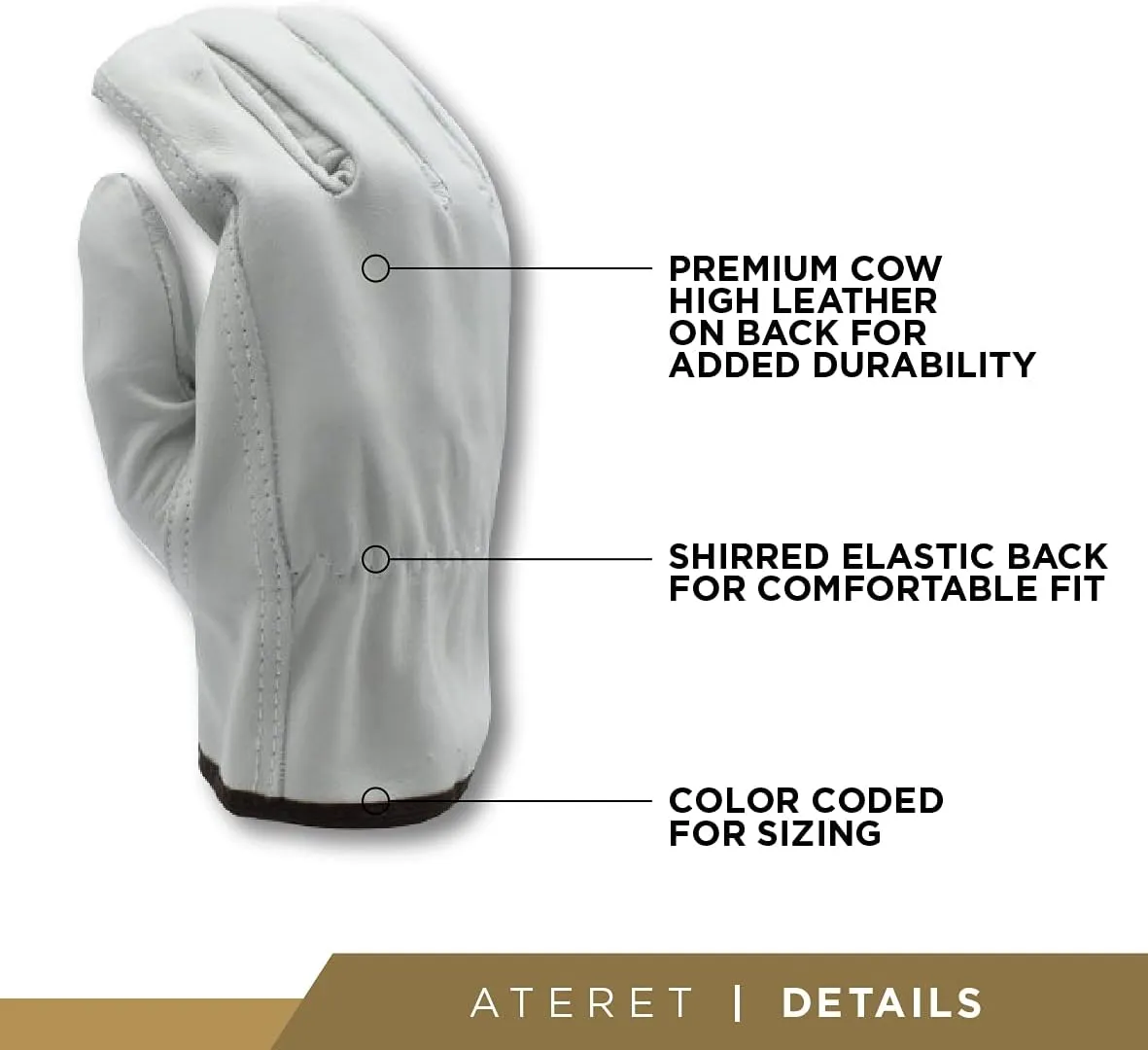 Heavy Duty Durable Cowhide Leather Driver Work Gloves for Truck Driving