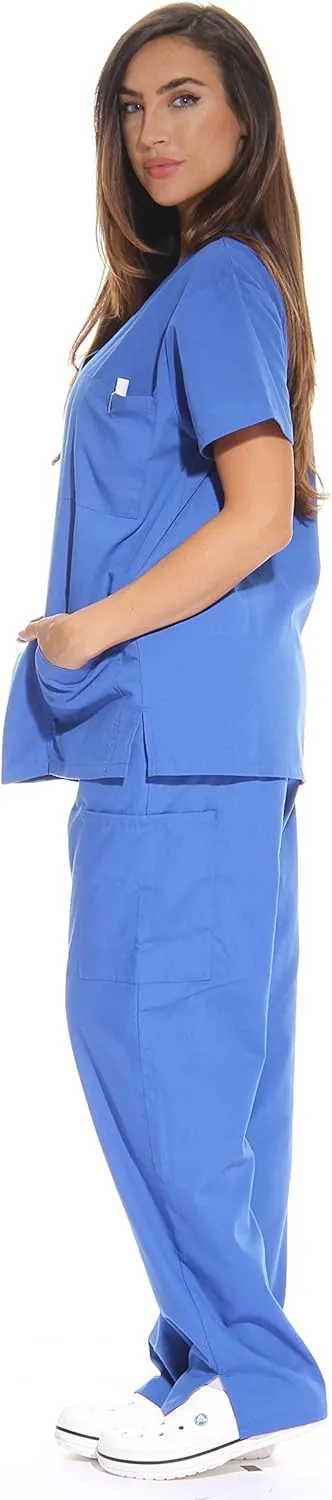 Just Love Women's Six Pocket Medical Scrubs Set (V-Neck with Cargo Pant)