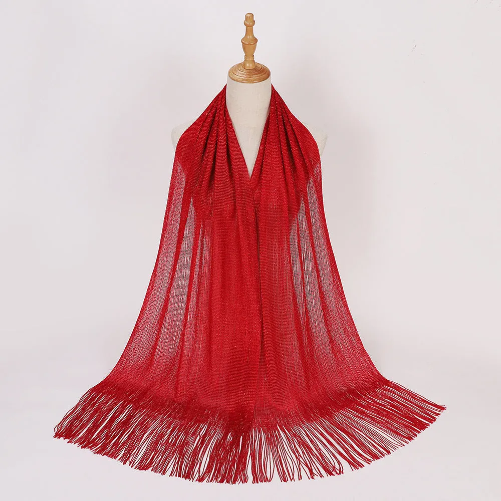 MSL336  European and American hot style gold and silver silk flat scarf bride dance wedding party evening dress shawl female