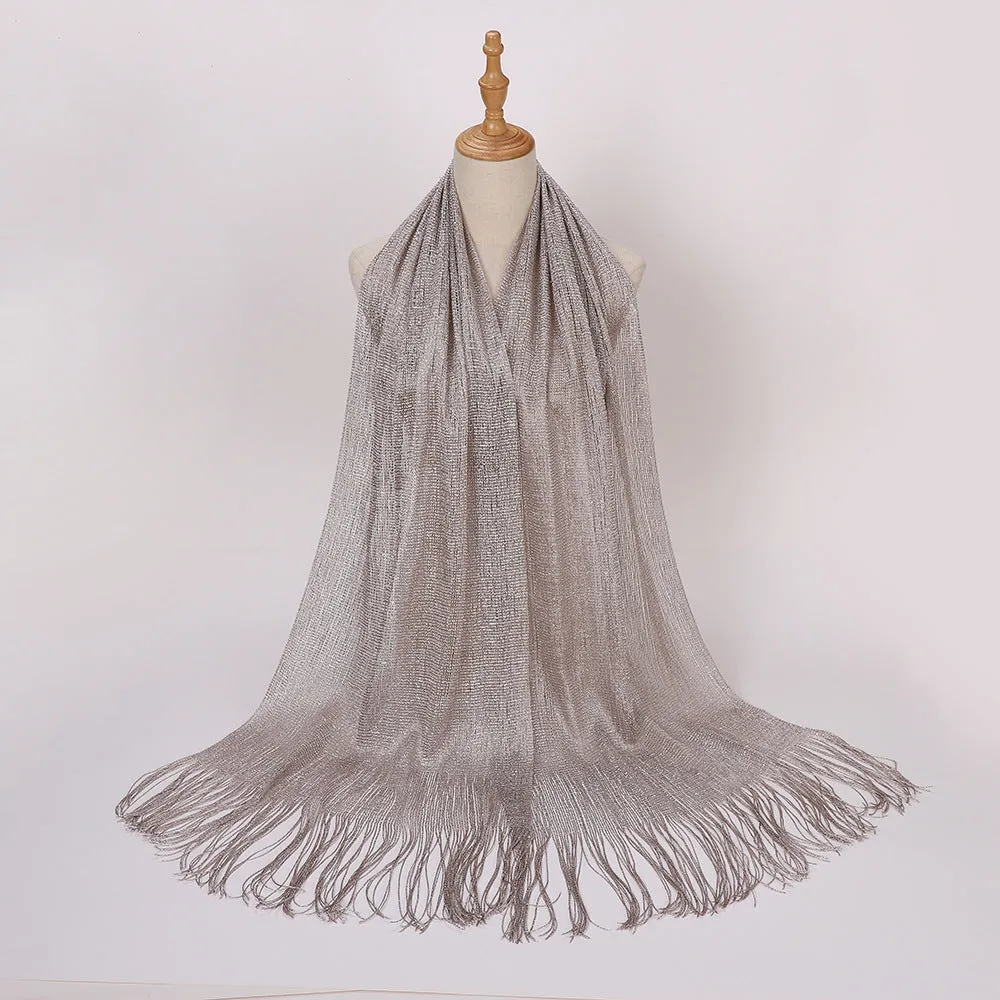 MSL336  European and American hot style gold and silver silk flat scarf bride dance wedding party evening dress shawl female