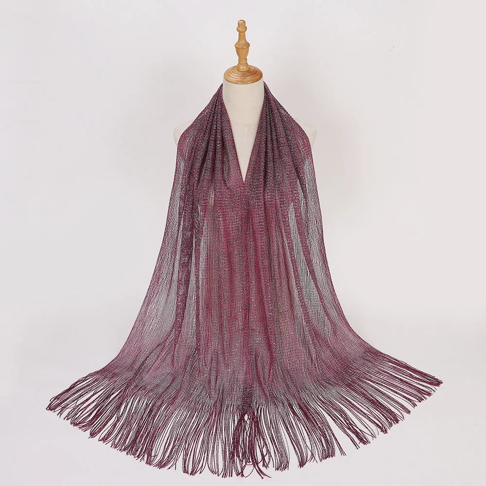 MSL336  European and American hot style gold and silver silk flat scarf bride dance wedding party evening dress shawl female