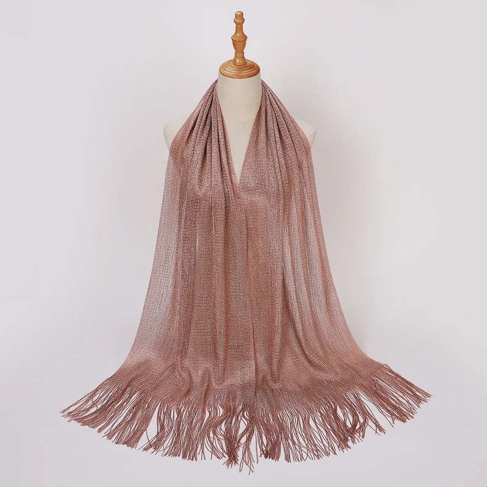 MSL336  European and American hot style gold and silver silk flat scarf bride dance wedding party evening dress shawl female
