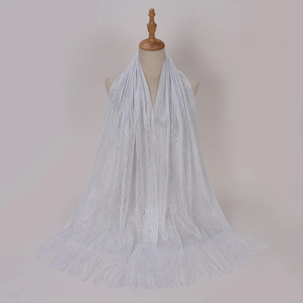 MSL336  European and American hot style gold and silver silk flat scarf bride dance wedding party evening dress shawl female