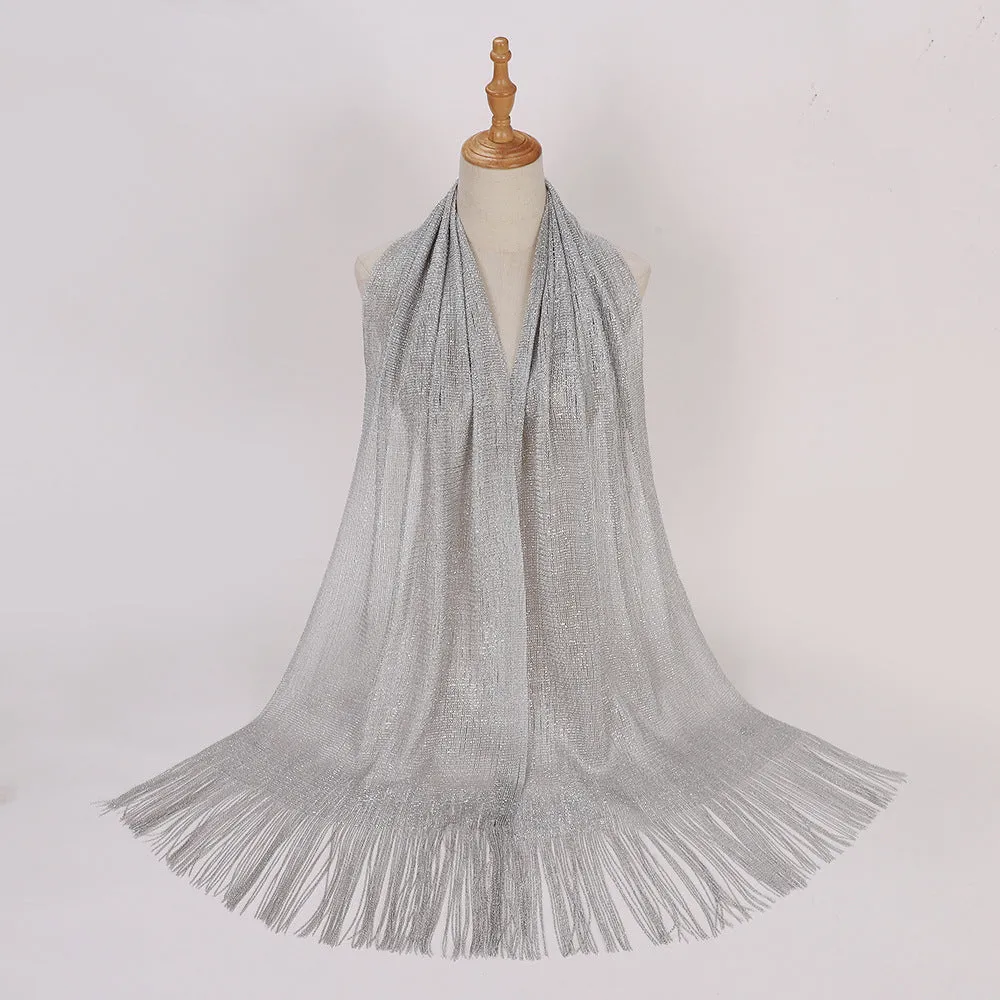 MSL336  European and American hot style gold and silver silk flat scarf bride dance wedding party evening dress shawl female