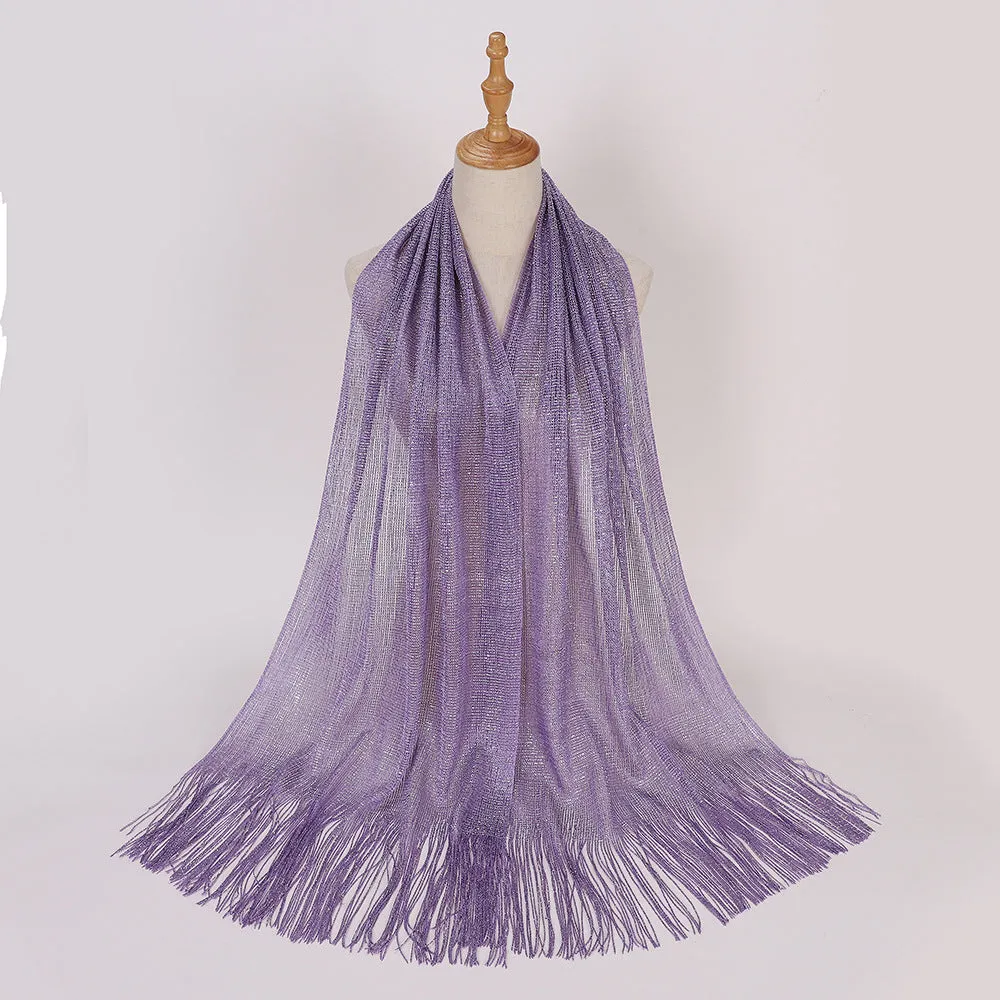 MSL336  European and American hot style gold and silver silk flat scarf bride dance wedding party evening dress shawl female