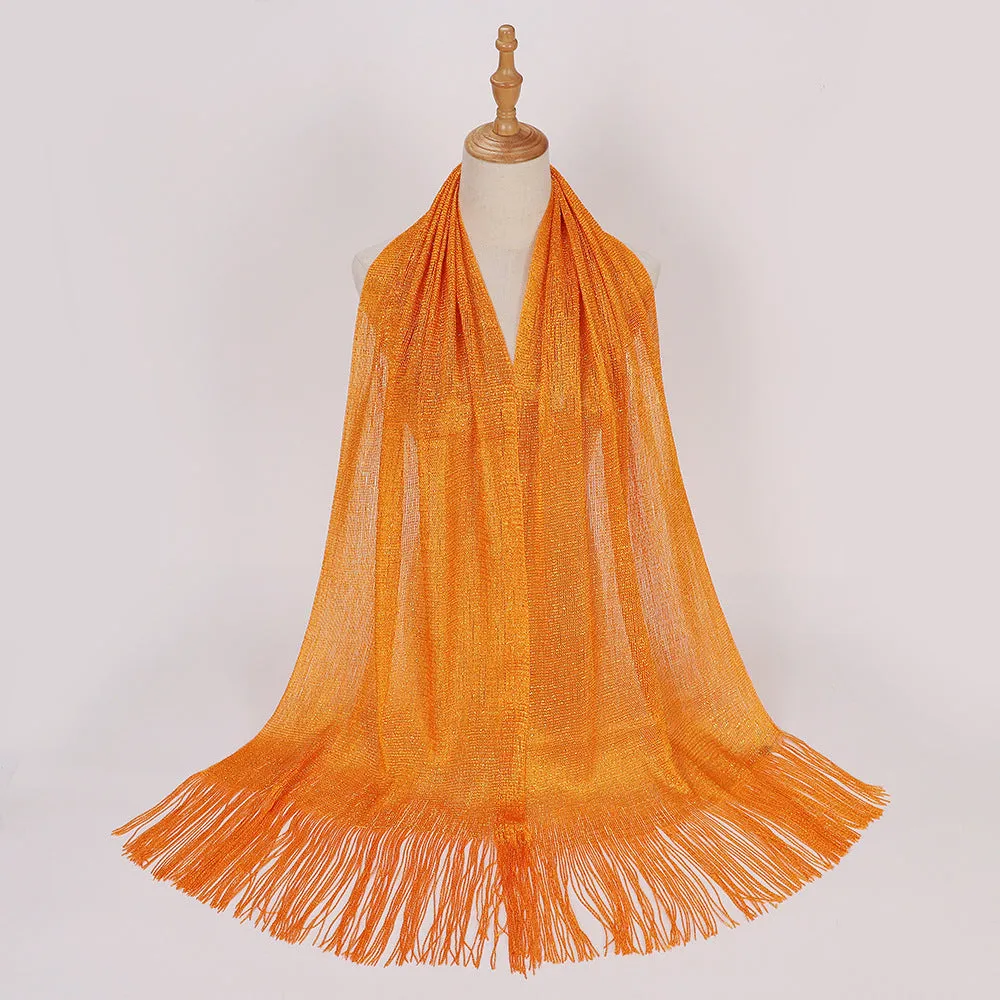 MSL336  European and American hot style gold and silver silk flat scarf bride dance wedding party evening dress shawl female