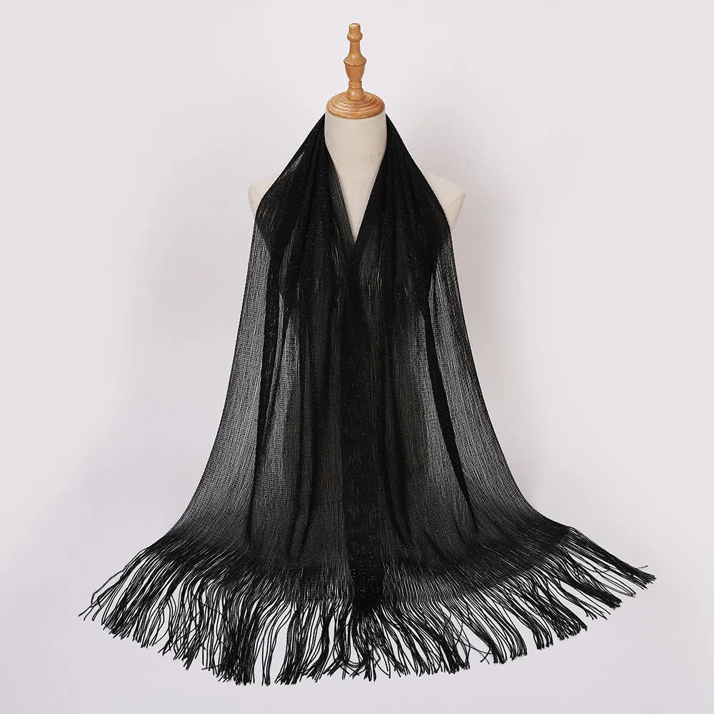 MSL336  European and American hot style gold and silver silk flat scarf bride dance wedding party evening dress shawl female