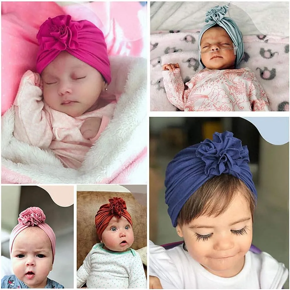 Newborn Babies Headwrap Hat Infant Toddler Cotton Soft Cute Nursery Beanie Headbands Top Bowknot Cap