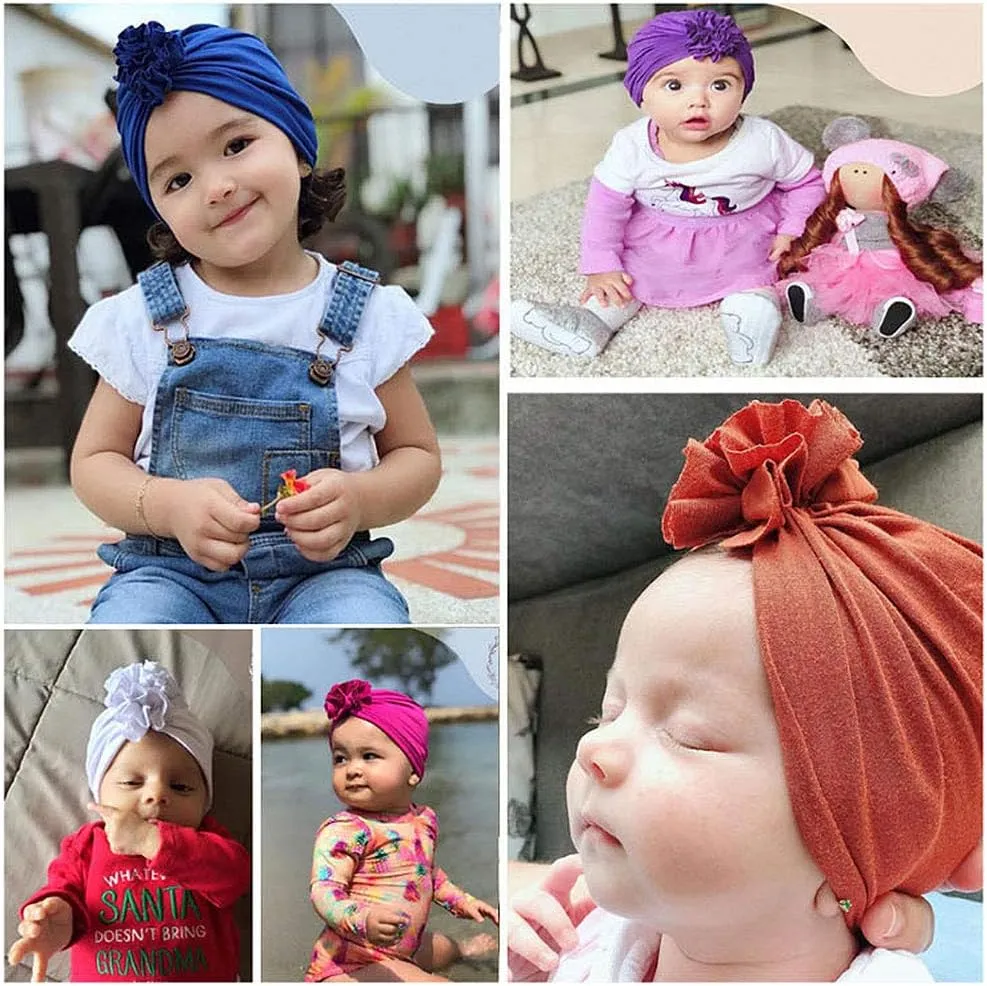 Newborn Babies Headwrap Hat Infant Toddler Cotton Soft Cute Nursery Beanie Headbands Top Bowknot Cap