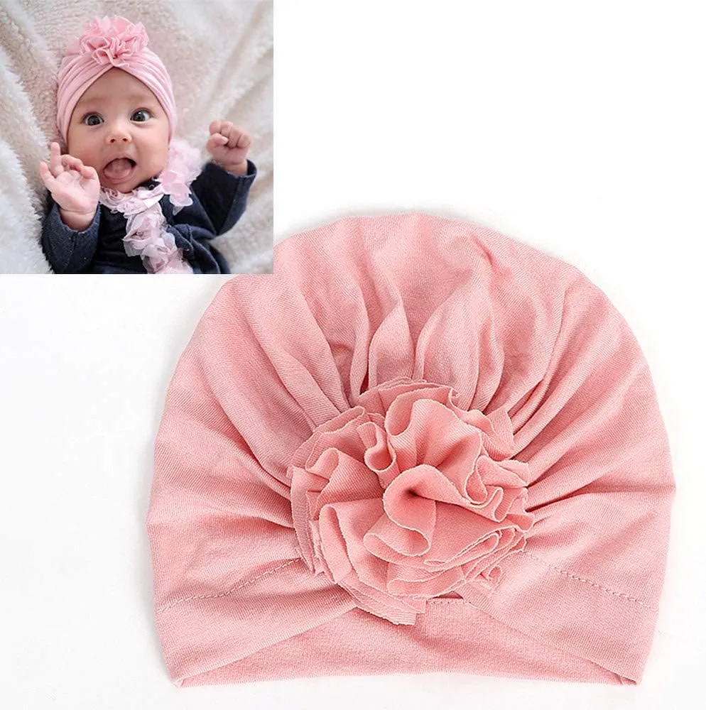 Newborn Babies Headwrap Hat Infant Toddler Cotton Soft Cute Nursery Beanie Headbands Top Bowknot Cap