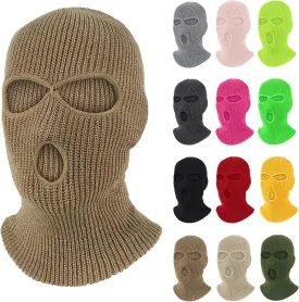 Pukavt 3 Hole Winter Knitted Mask, Full Face Cover Ski Mask Warm Balaclava for Skiing, Motorcycle, Snowboard
