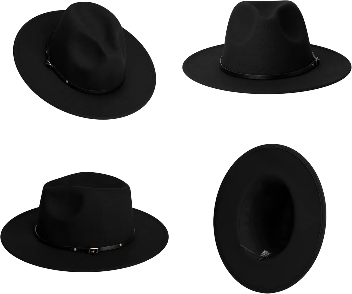 SAJUZEN Wide Brim Fedora Hats for Women Mens Felt Fedora Hats with Belt Buckle