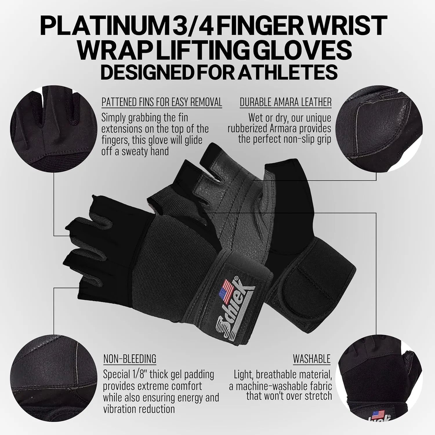 Schiek 540 Platinum Lifting Gloves - One Year Warranty!