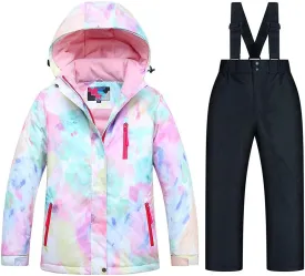 SEARIPE Girls Ski Jacket and Pant Set Winter Warm Snowsuits Kids Toddler Waterproof Outdoor Ski Suit