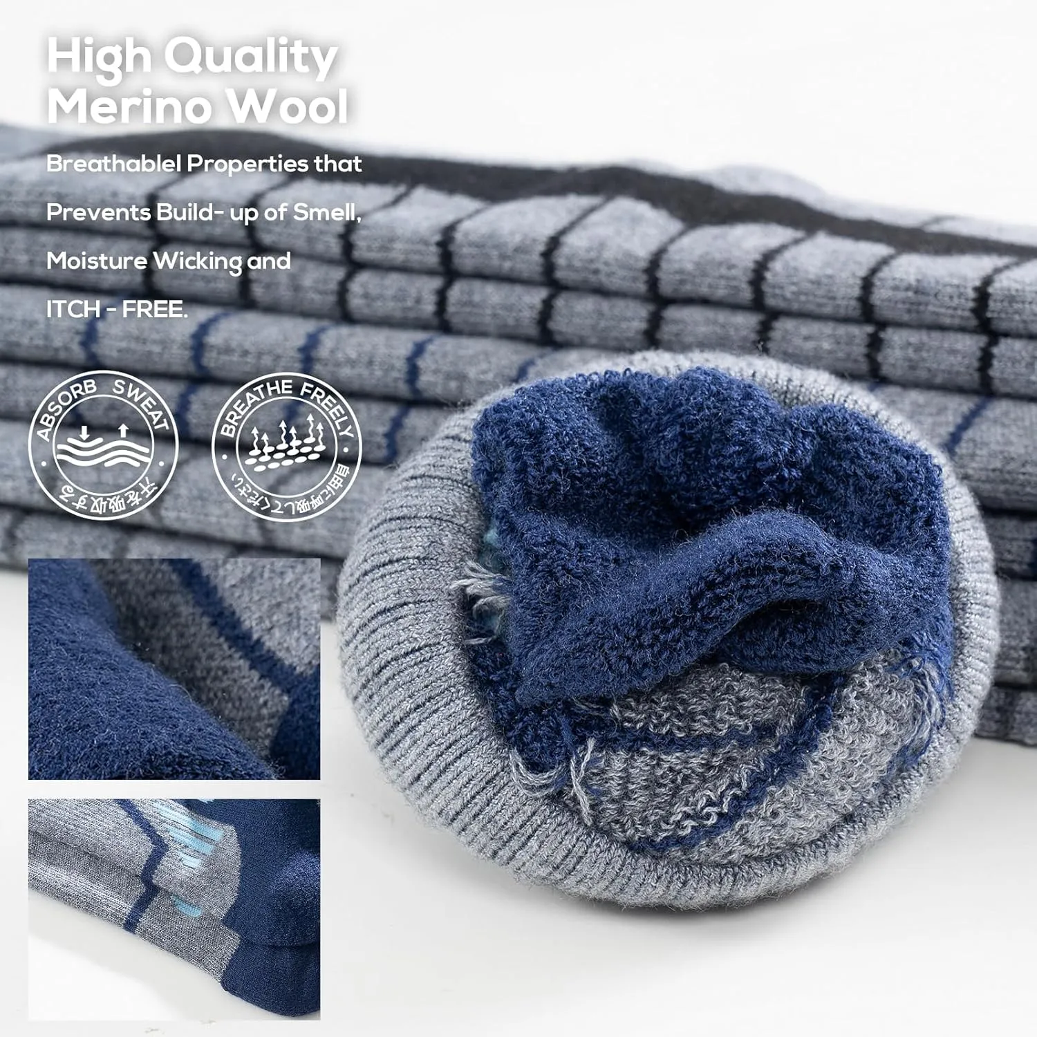 Ski Sock Merino Wool Ski Socks Mens Womens Skiing & Snowboarding Socks, Over The Calf