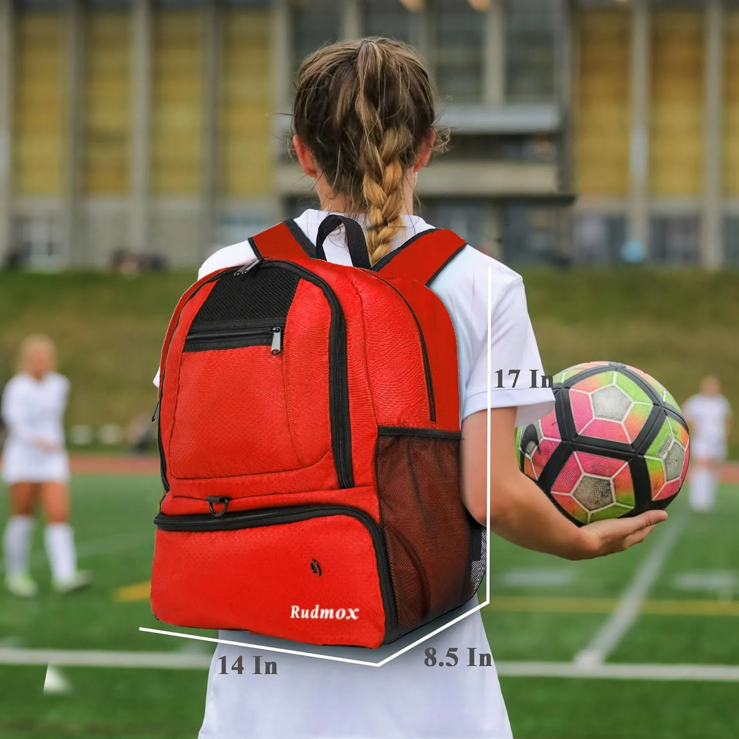 Soccer Bag, Basketball Backpack, Sports Equipment Bag with Shoes Compartment Holds Sneak, Helmet, Basketball, Football, Vollyball, Gloves