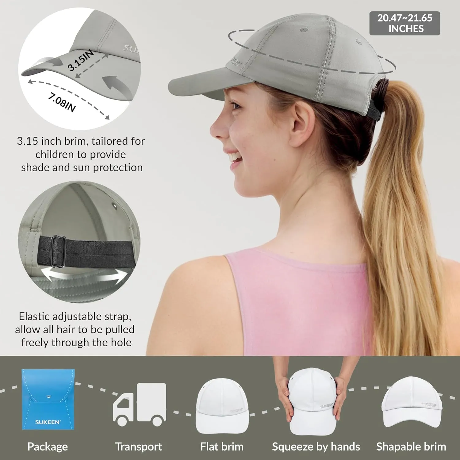 Sukeen Kids Sun Hats for Girls Boys Quick Drying Baseball Cap Lightweight Sun Protection Hat for Outdoor Activity